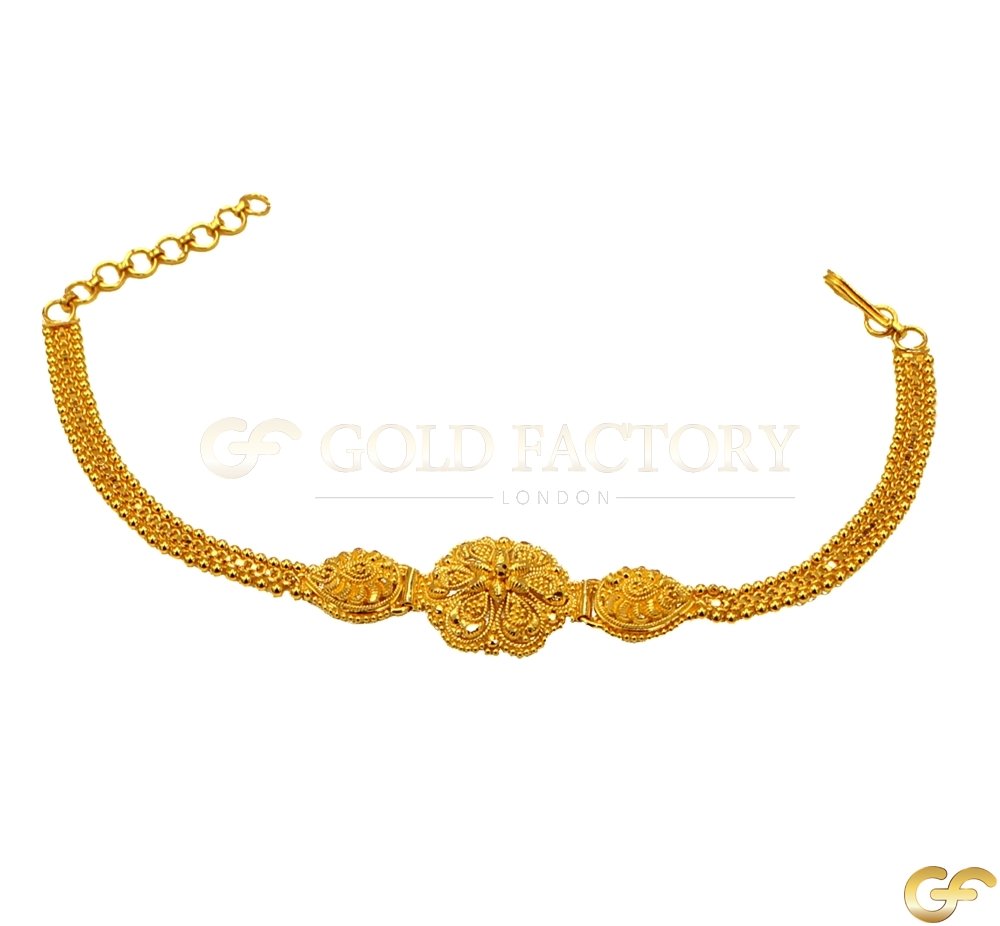 Traditional Floral Design 22ct Yellow Gold Bracelet